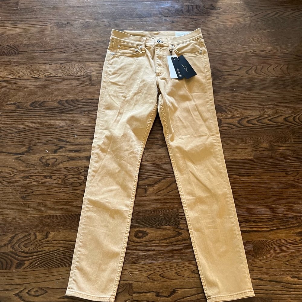 Rag and Bone mens Fit 2 Slim Aero Stretch Pants Khaki/Mustard Color